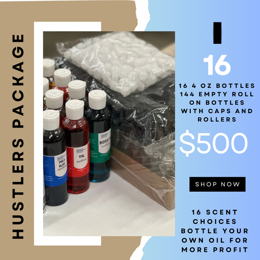 Wholesale Hustler Package | Pick 16 (4oz) Body Oils | 144 Empty Roll-On Bottles